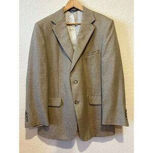 Jos A Bank Linen Wool Men's Blazer Sz 41R Taupe Preppy Career Academic Office